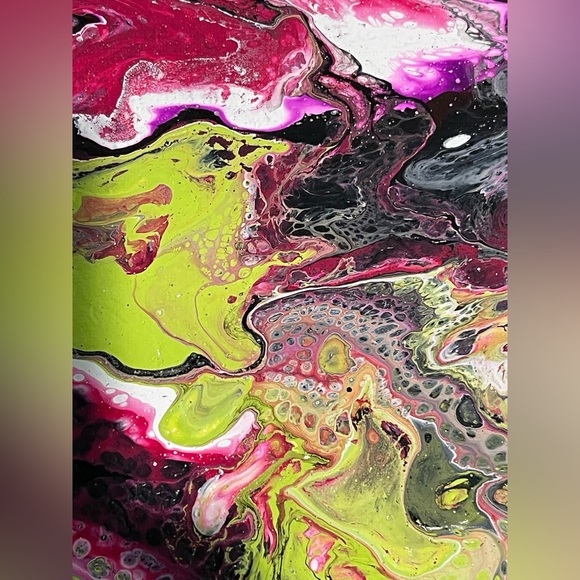 Vibrant Swirl Canvas Art in Pink, Green, and Black - Picture 6 of 7